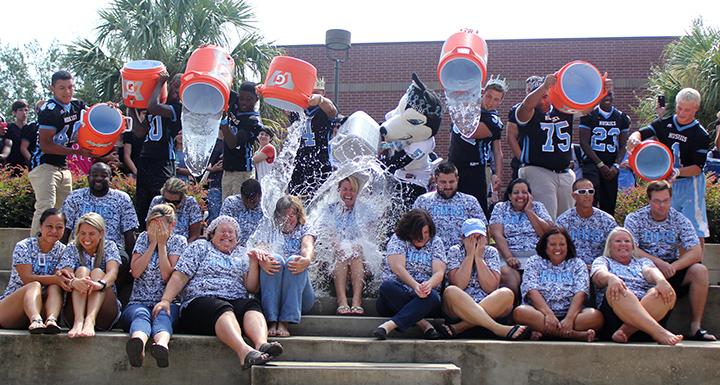 The administration takes part in the ice bucket challenge on Aug. 22.