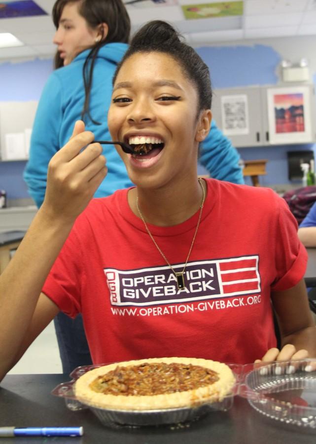 Student enjoys pie