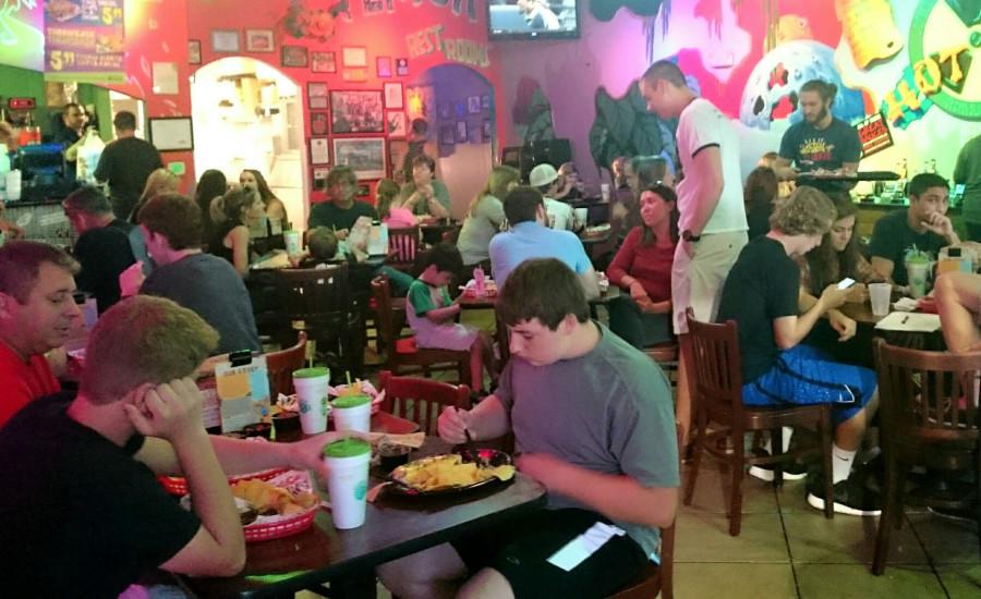 Students, teachers , staff and family members dine at Tijuana Flats Oct. 5 in support of the debate team.