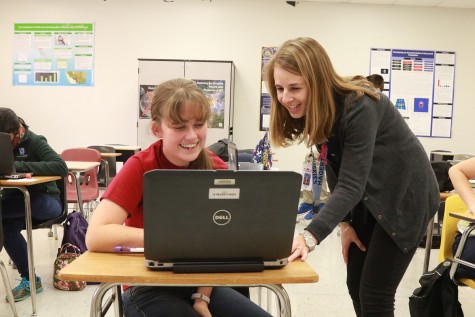 “The girls in my class are doing amazing graduate level research. They are world's beyond me, but I keep pushing them to do better,” experimental science and physics teacher Sarah Evans (pictured left) said. “I hope I encourage my students every day as a female in physics.” Of the eight students in the experimental science class, Lauren Neldner (pictured right) is one of six girls. Her project focused on bridge suspension during seismic activity. 