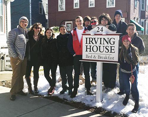 Debate club members visit the Irving House. Ten members of the club attended the trip and decided to stay at the Irving House because of its location.