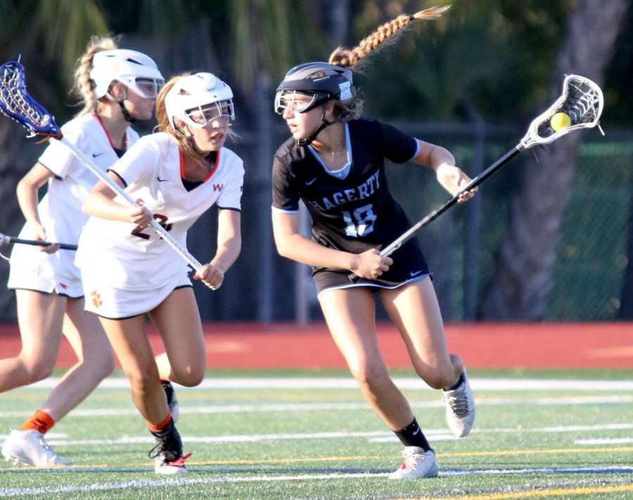 In the district final against Winter Park, sophomore Renee Campbell attacks the defense. The team won the title, 15-8, one of seven straight wins leading up to Thursdays state semifinal against Lake Highland.