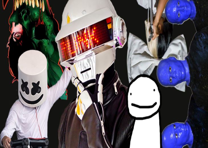 Celebrities such as: Marshmello, Daft Punk, Sia, Corpse Husband, Dream and the Blue Man Group all hide their identity from the public to maintain a private lifestyle.
