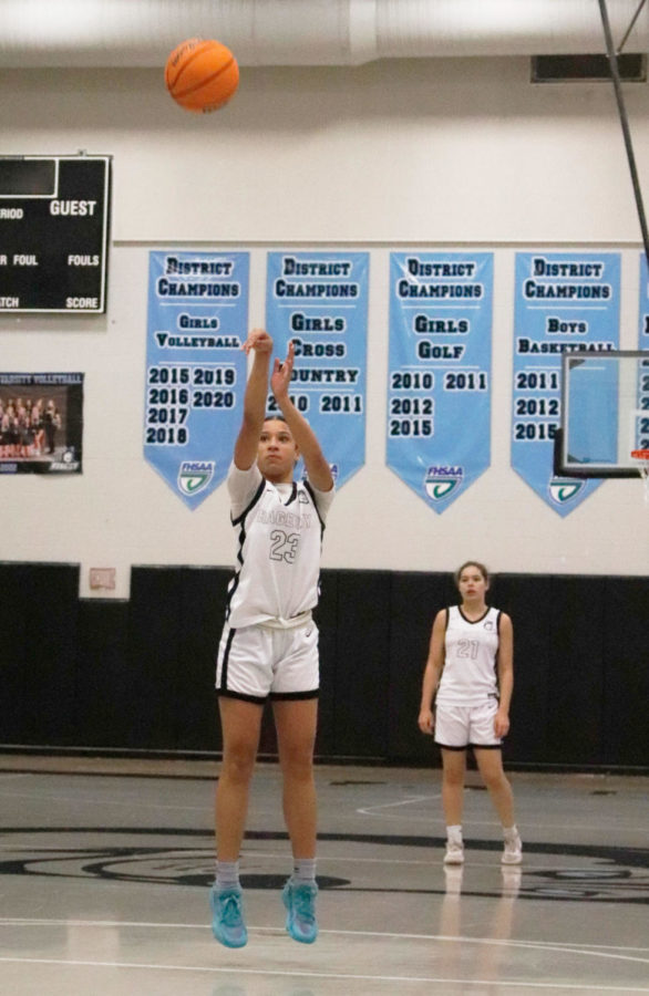 Shooting guard Ciara Hayes is making a free throw. The team went on to beat Lake Nona 80-31. 