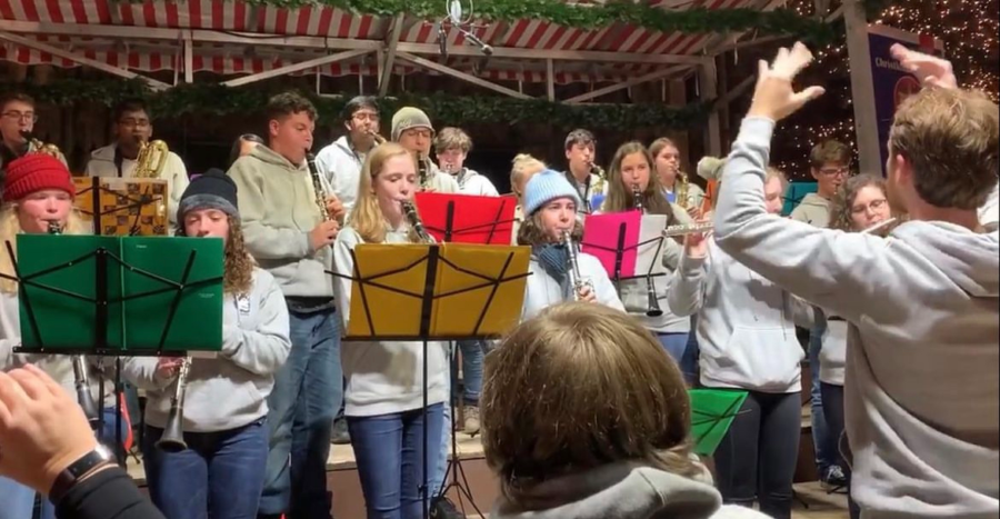 Band performs Christmas songs in Germany in 2019.  Hagerty band has been planning the upcoming trip to Washington D.C. for the first time since COVID. 