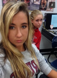 Sophomores Shannon Kelly and Brittany O'Sullivan take a break from their work to snap a quick classtime selfie.