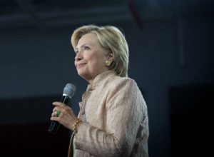 Hillary Clinton speaks on the campaign trail. She will appear in the first general election at Hofstra University on Sept. 26.
