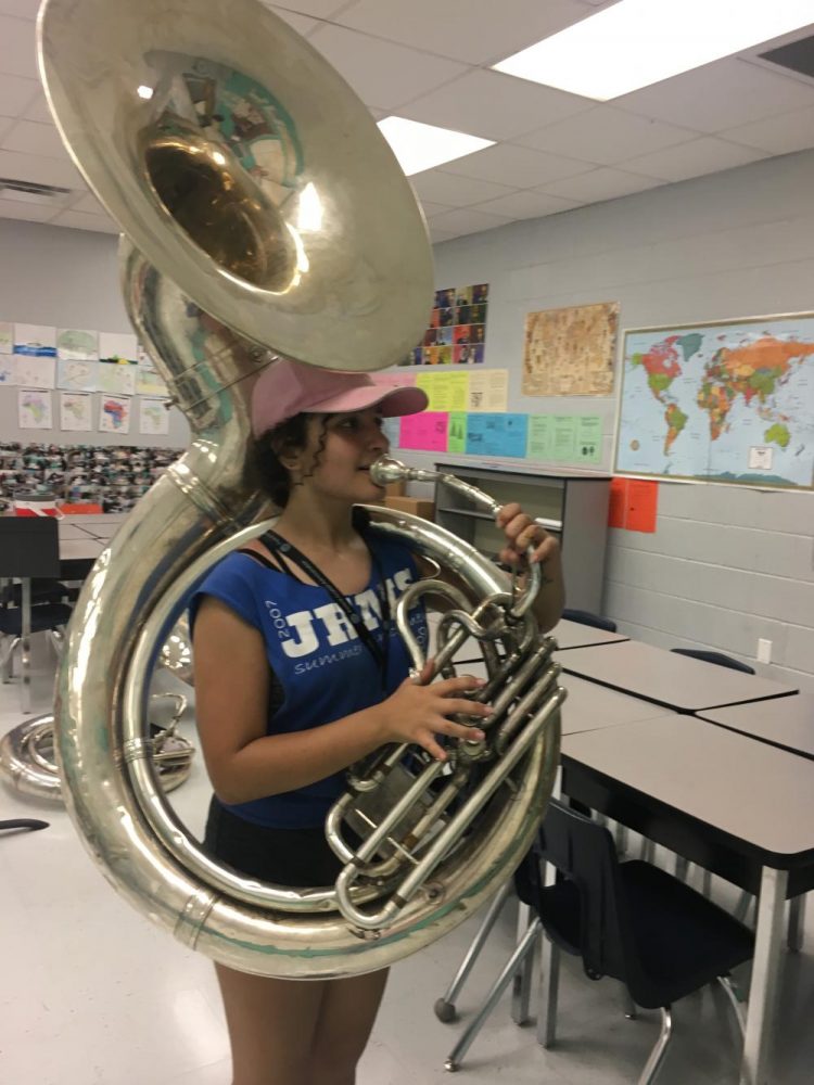 Sophomore+Nazli+Castro+has+been+playing+the+tuba+for+5+years.+Castro+plans+on+continuing+playing+it.