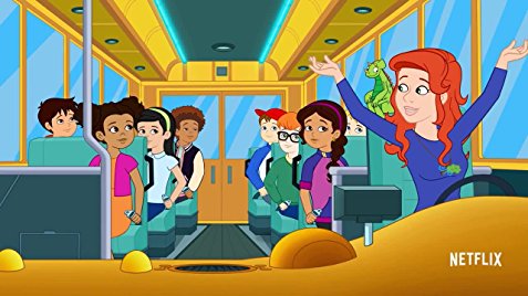 Mrs. Frizzle leads her new students on their first adventure with her.