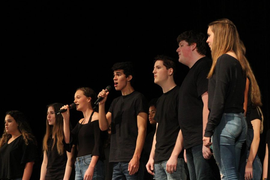 Chorus Concert Choir performs Broadway, Here I Come as their first group  song. Later in the concert, Concert Choir also performed Radioactive as the closing act. 