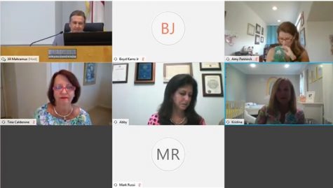 The SCPS school board brainstorms ideas on a Zoom meeting on July 14. They held a vote later that evening to make an official decision, yet assure parents and students that it can change should the situation call for it.