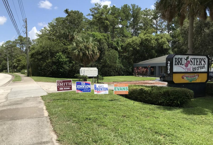 Yard signs for various political candidates in the Winter Springs area. 