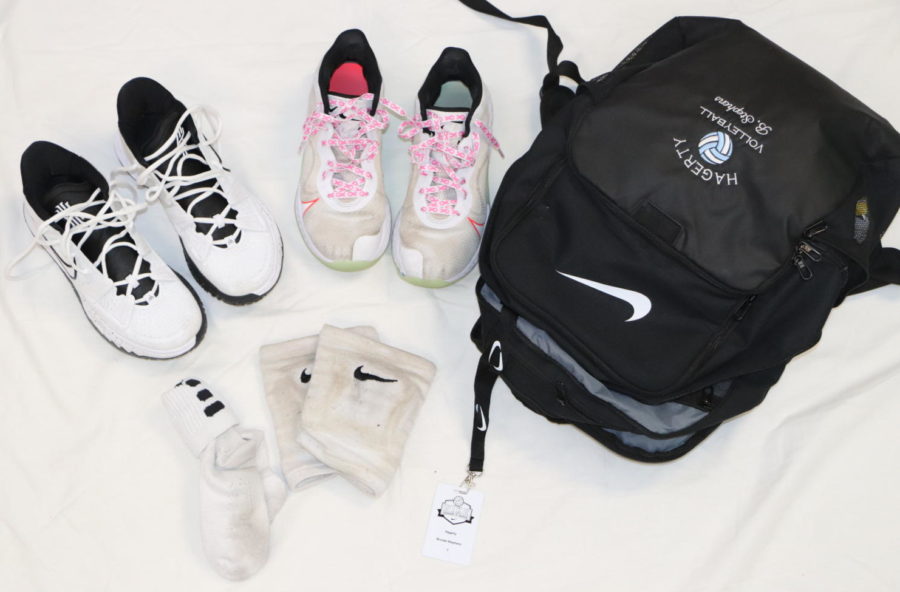 The equipment bag for junior Brooke Stephens, who is on the Varsity Girls Volleyball team.