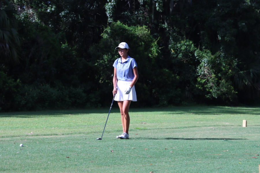 Chelsea Nguyen prepares to swing. The team won the match against Lake Mary.