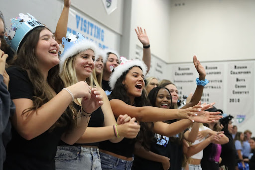 Students cheer at the first pep rally of the year. The 9/23 pep rally was canceled because of the actions taken by the student section.