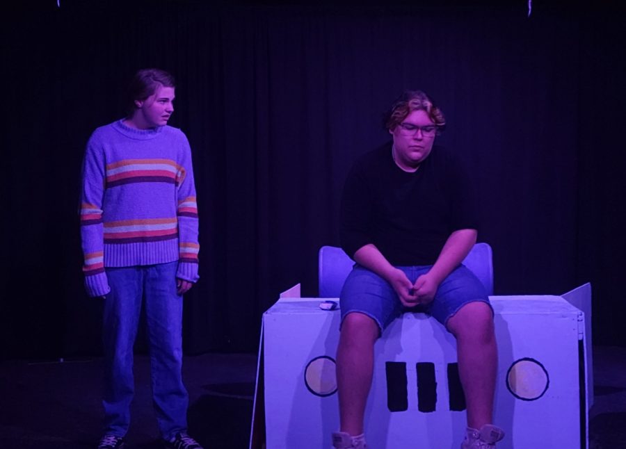 Actors Sage Baril and Oliver Maki act as brothers with a complicated relationship in student directed play "I Have Twenty Questions and Nineteen of Them Are About the Weather". The student-led play premiered at Penguin Point Productions on April 15.