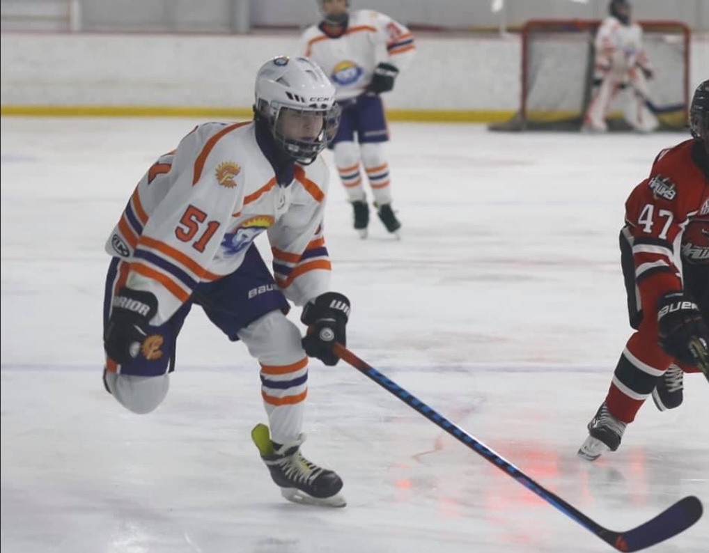 Chris Hale competes in a match during the 16U division. Hale started learning hockey when he was seven-years-old, joining the CFHC when he was twelve, and playing with the team since.