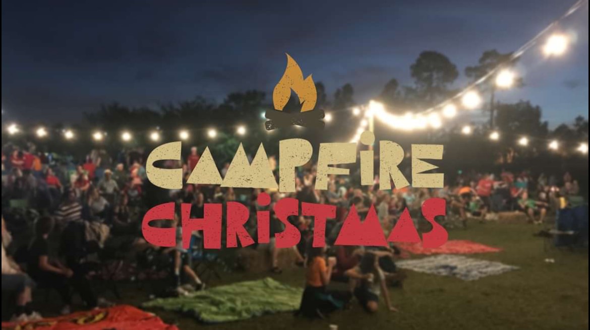 Campfire Christmas 2023 outside of Carillon. The firepits can be used to toast marshmallows.