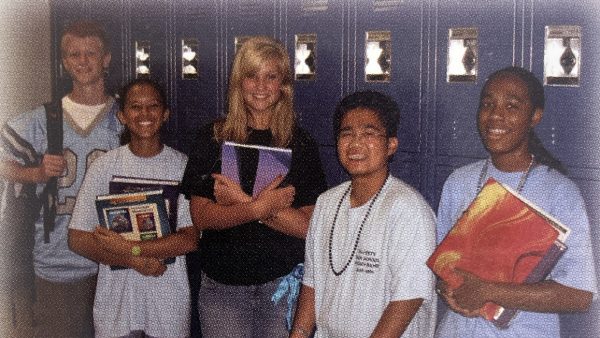 Students and teachers pose for a picture for the Hagerty website. The website now hosts a variety of student and parent resources and info. 