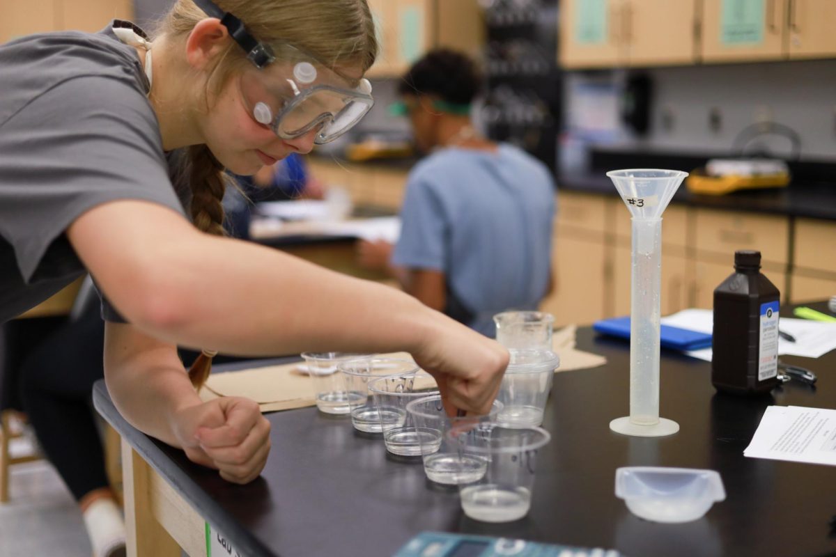 Junior Mikayla Miessler completes a lab in AP Biology. After the new attendance policy’s release, the allowed number of unexcused absences was changed from nine to five. 