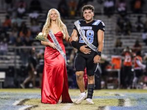 During halftime of Friday's football game, seniors Alanah Mistler and Michael Pastrana were introduced with the rest of homecoming court. The two were  later named homecoming king and queen.