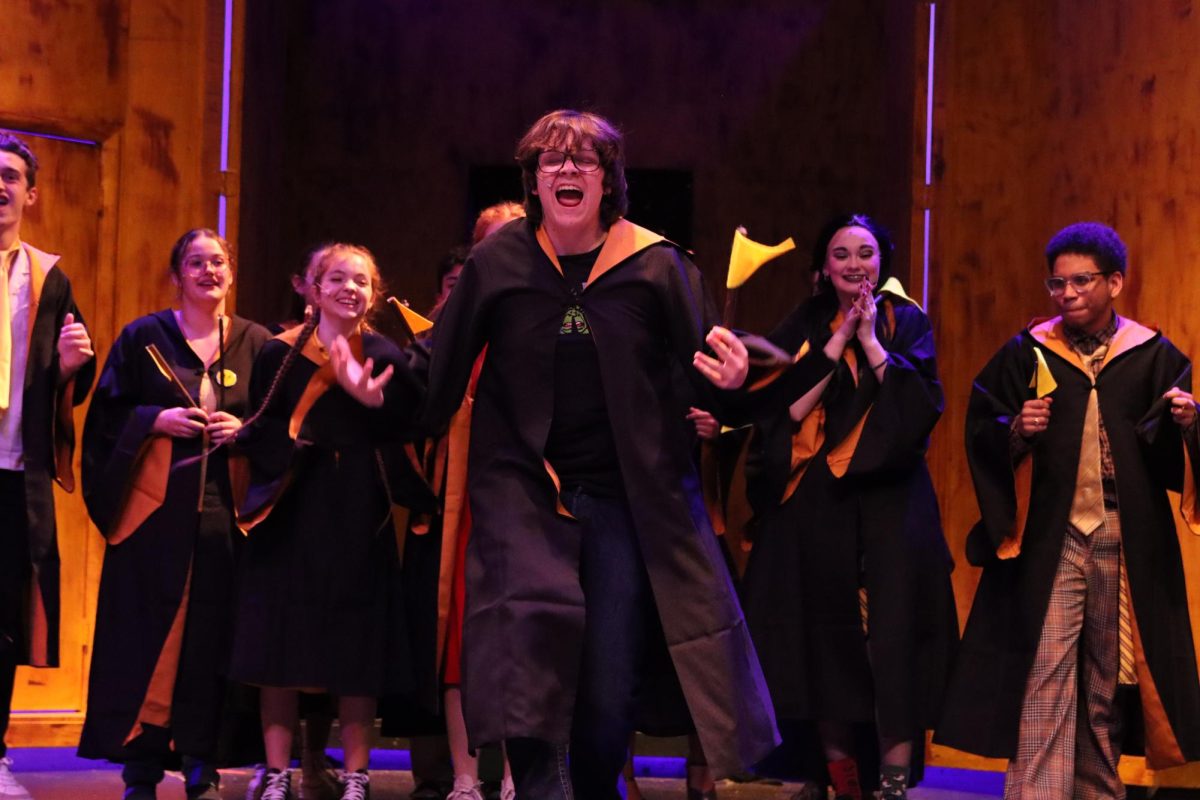 Wayne, played by junior Justin Hazelwood, reacts to Cedric's tragic death. "Puffs" centered three wizarding students from house Puff, who always feel like they're forgotten about.