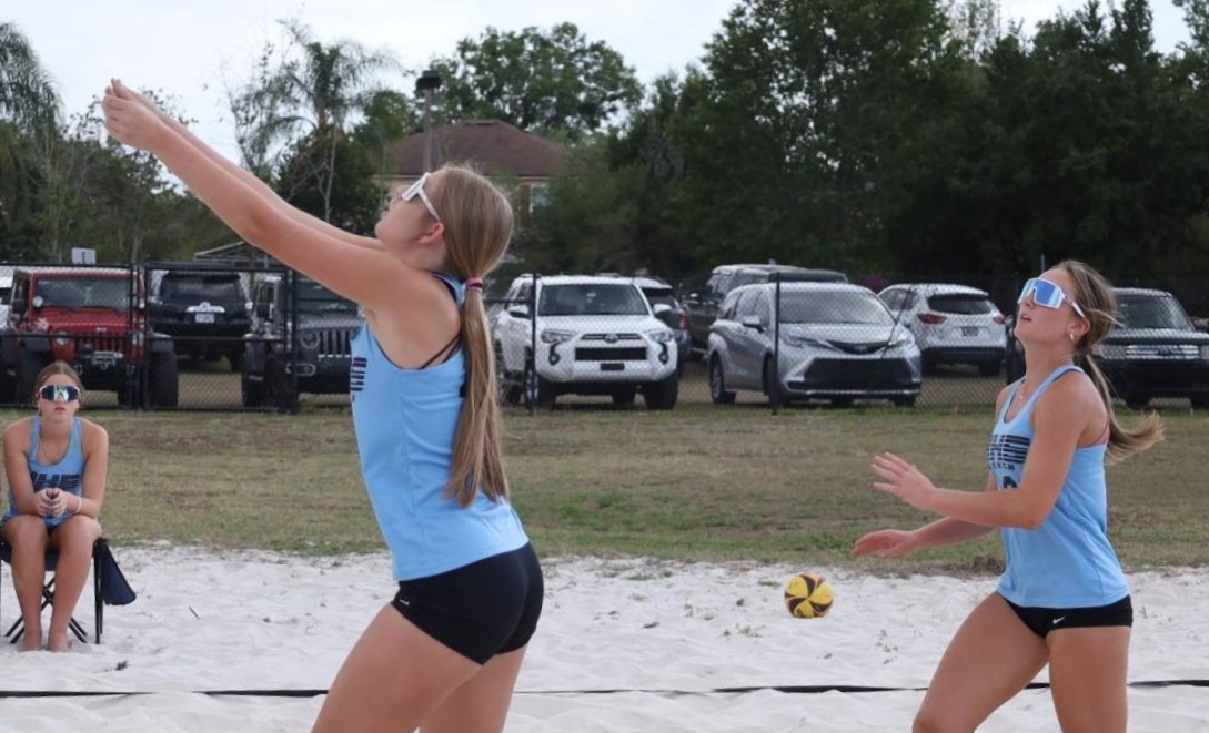 Junior Mikayla Miessler passes the ball, winning line one 2-0. The team won the SAC championship on Wednesday April 9. 