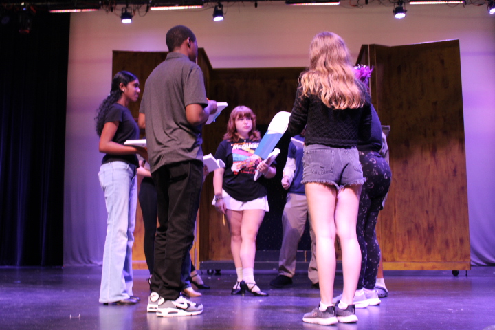 Actors for "She Loves Me" work on their blocking for their scene. The musical will debut on Sept. 25 at 7 p.m.