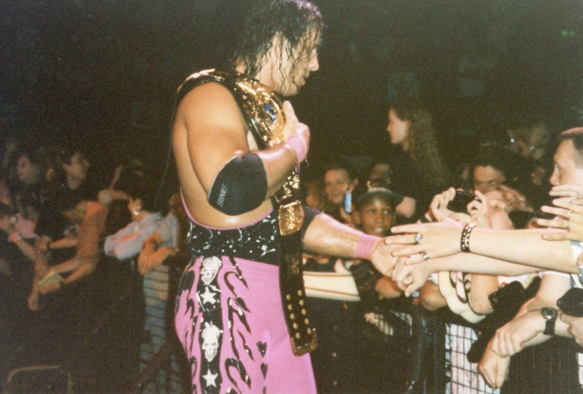 Professional wrestler Bret "The Hitman" heart interacting with fans 