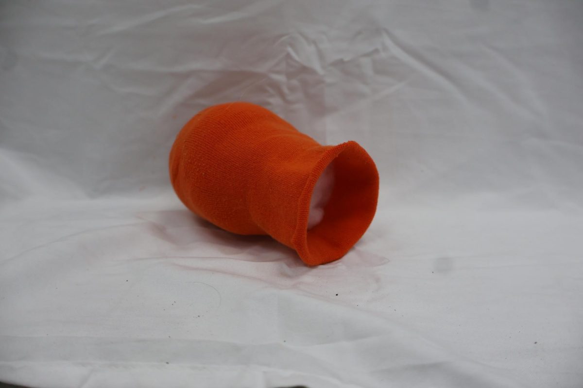 The sock, filled with stuffing.