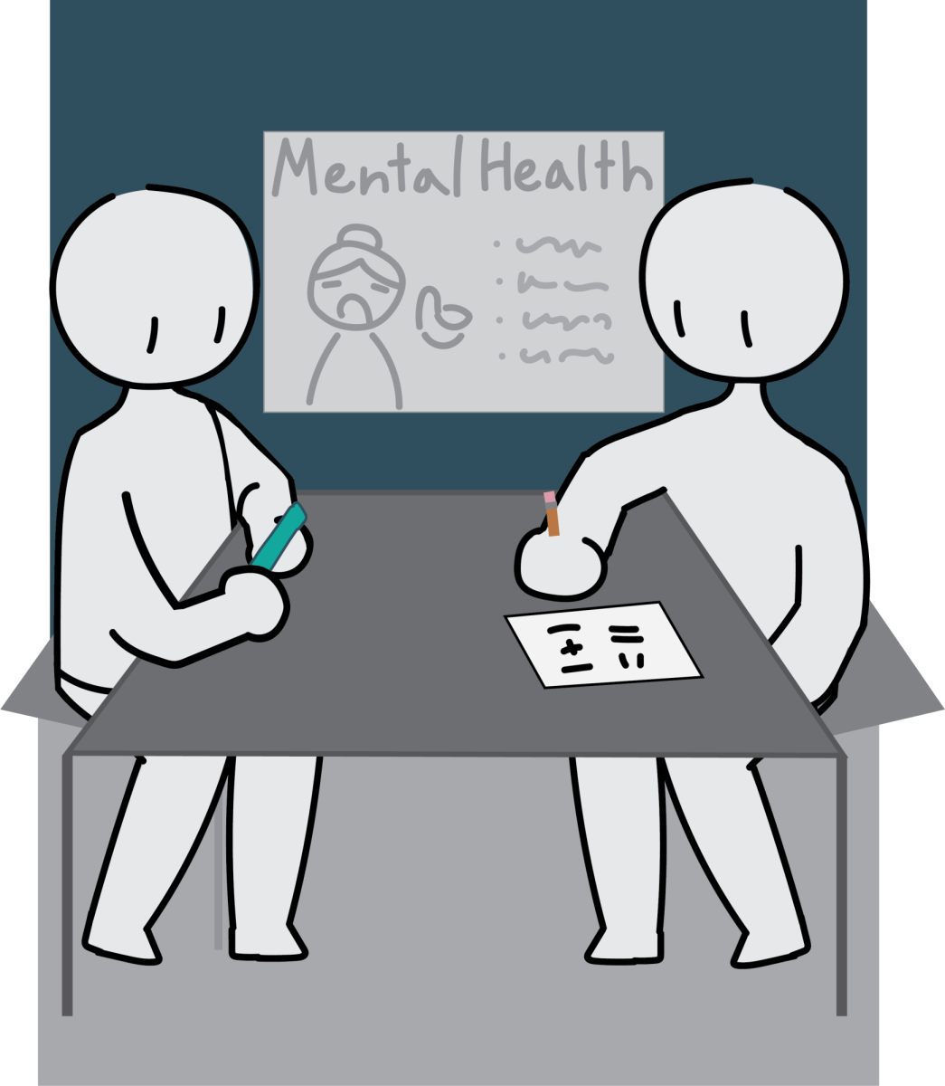 Students are distracted while a mental health video plays. These videos do not properly address the mental struggles many teens experience. Illustration | Eliana Rivera