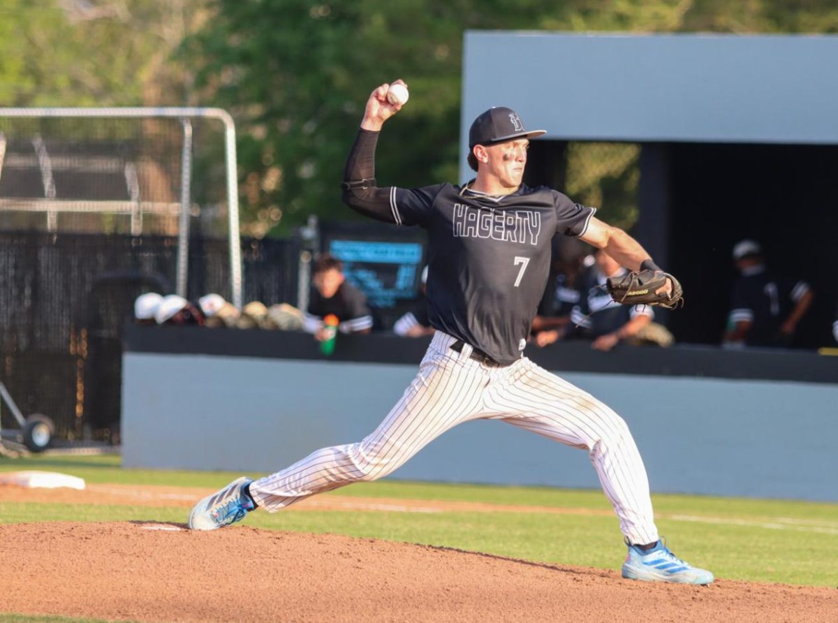 On senior night, senior Keltan Fitzgerald pitches against Seminole. He was part of a 4-0 shutout that earned the team its 13th win.